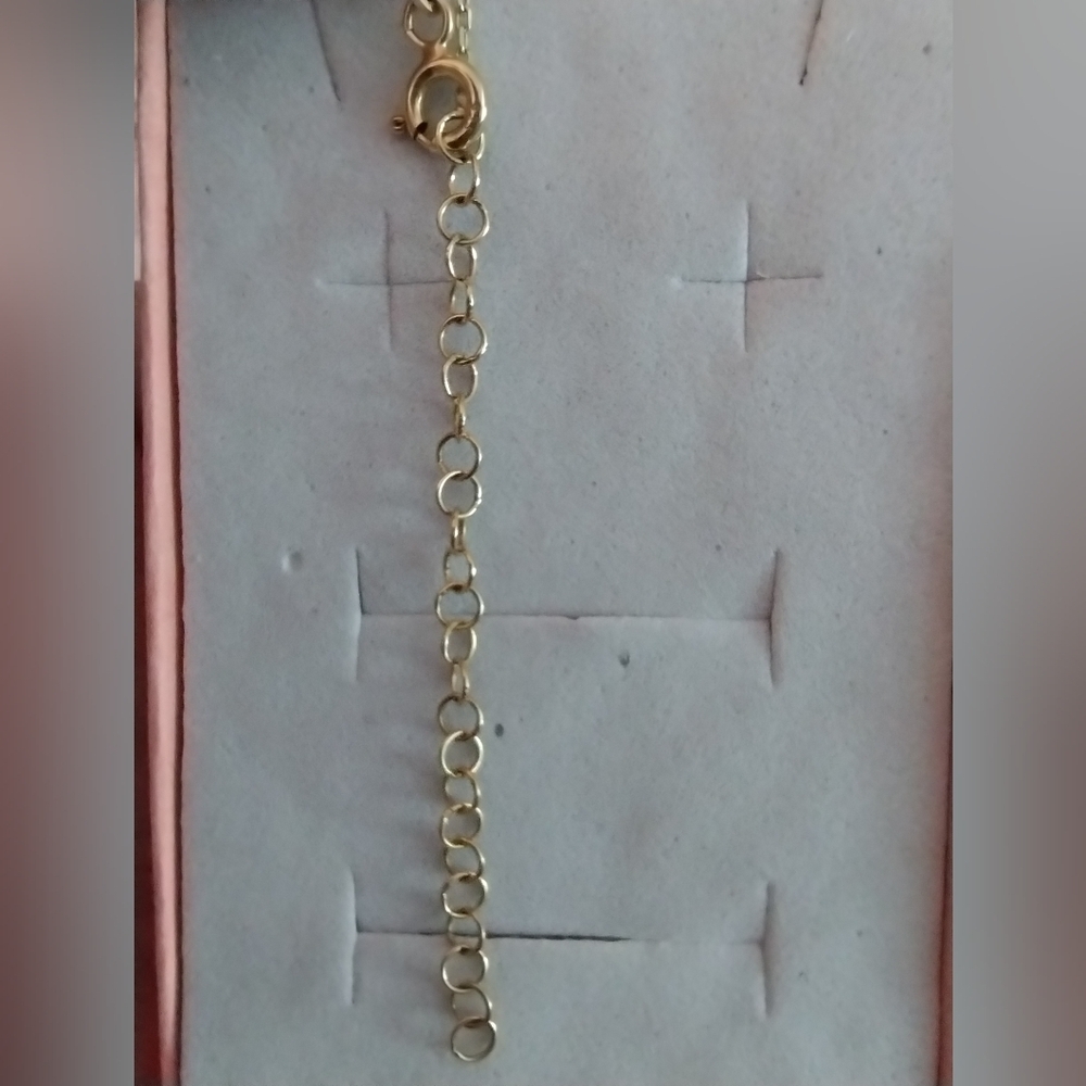 17.5" 925 Italy Gold overlay Necklace with 5 stones - Picture 9 of 13